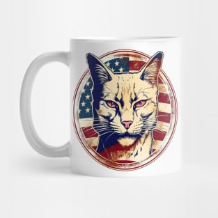 Angry Cat Retro American USA Flag 4th July Pop Art Cat Lover Mug
